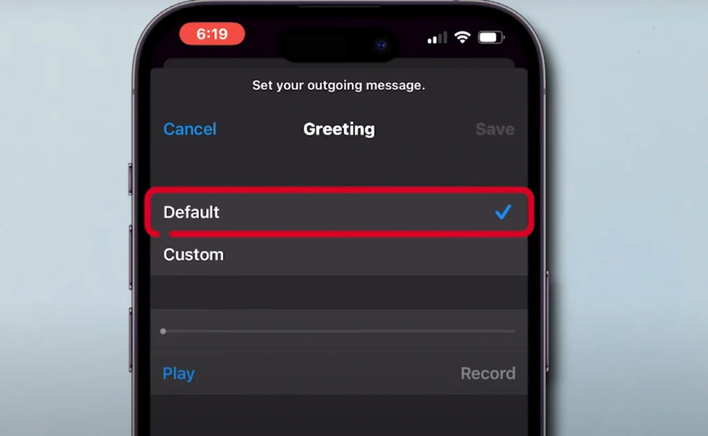 A picture of default button