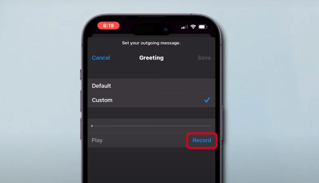 A picture of a screenshot of an iPhone showing record button