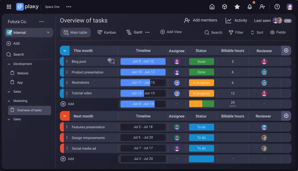 A picture of job coordination software plaky