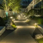 solar lights outdoor waterproof in backyard